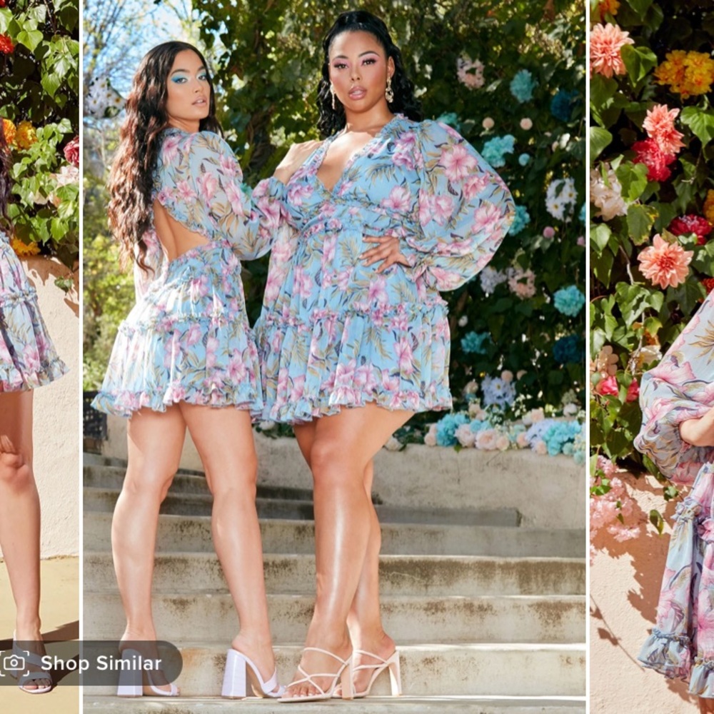 Floral open back mini dress